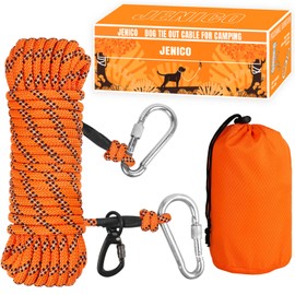 Dog Tie Out Cable for Camping - 50ft/70ft/100ft Portable Reflective Overhead Trolley System for Dogs up to 300lbs - Dog Lead for Yard Camping | Parks | Outdoor Events