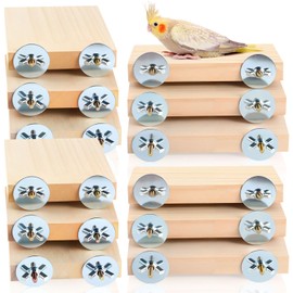 Reginary 12 Pcs Wood Bird Platform Rectangle Wood Perch Stand Board Habitat Cage Corner Shelf with Washers Bird Paw Grinding Clean Accessories for Pet Budgie Parrot Cockatiels