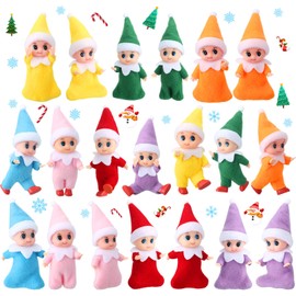 20 Pcs Christmas Elves Christmas Miniature Elf Doll with Elf Clothes Elf Plush Doll Stuffed Stockings for Kids Boy Girl Christmas Advent Calendar Decorations Christmas Village Accessories (Multicolor)