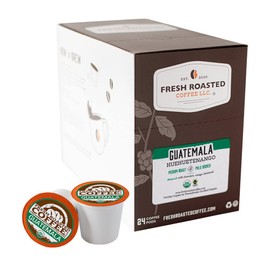 Fresh Roasted Coffee, Organic Guatemalan Huehuetenango, Fair Trade Kosher, K-Cup Compatible, 24 Pods