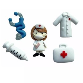 Shelly's Buttons and More Office Visit - Shelly's Buttons - Flat Back Doctor Embellishments - Craft Scrap