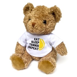 Big Red Egg EAT SLEEP TENNIS REPEAT - Teddy Bear - Cute Soft Cuddly Adorable - Gift Present