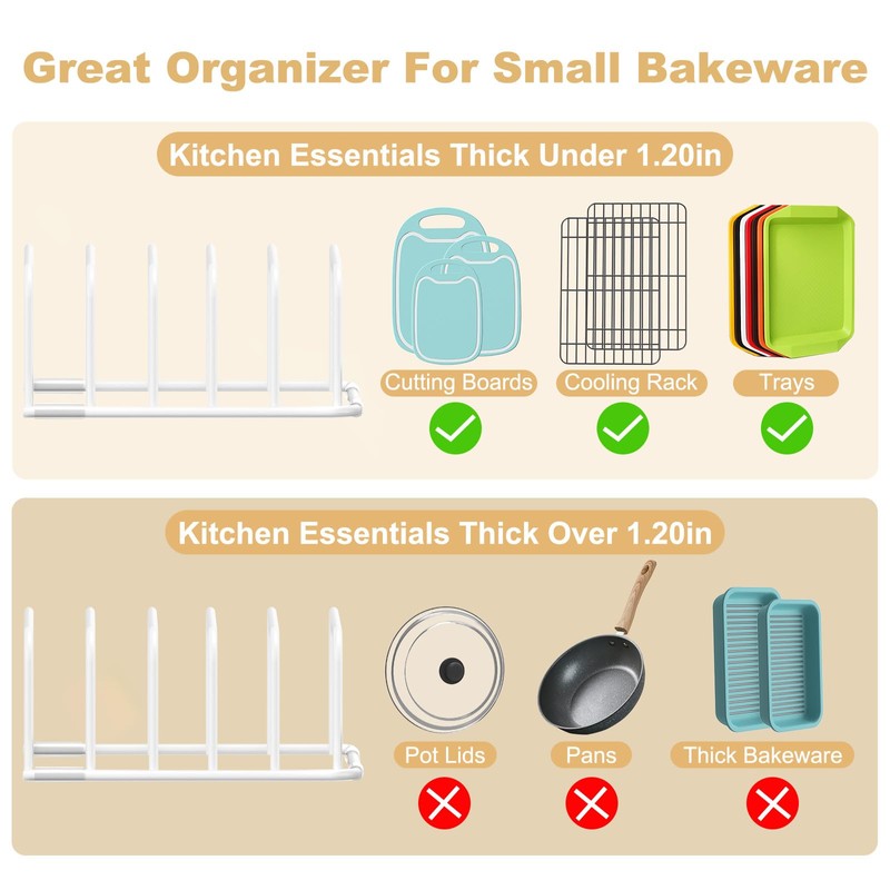 Fikoksol Cutting Board Organizer and Baking Sheet Rack, [2-Pack] White