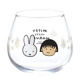 金正陶器(Kaneshotouki) Dick Bruna 404154 Miffy Chibi Maruko-chan Wobble Tumbler, Glass, Approx. 11.8 fl oz (320 ml), Miffy Meets Maruko, Made in Japan