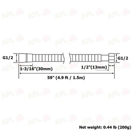 Flexible Shower Hose 59-Inch, APLusee Stainless Steel Replacement Shower Hose with Swivel Brass Adapter, for Shower Head/Bidet Handheld Sprayer Wand 4.9ft, Gold