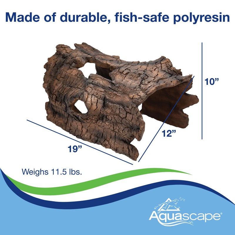 Aquascape Faux Log Fish Cave, Predator Control and Decorative Shelter