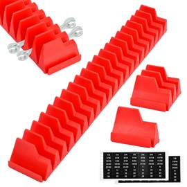 48 pcs Magnetic Modular Wrench Organizers for Tool Drawers, Tool Storage Holder Wrench Rack with Metric & SAE Labels (Color:Red)