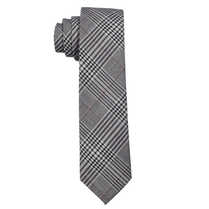 DonDon Herren Krawatte kariert 6 cm grau-schwarz