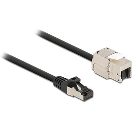 Delock Cable RJ45 Male to Keystone Module RJ45 Female Cat.6A 2 m Black