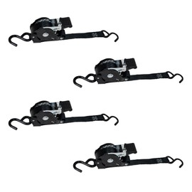 Mytee Products 4 Auto Retract NO-RATCHETING Ratchet Straps | 1" x 12' Retractable Ratchet Straps with Coated S Hook Tiedowns for Motorcycles, ATVs, Bikes: Tight & Secure Pickup Trailer Tie-Down