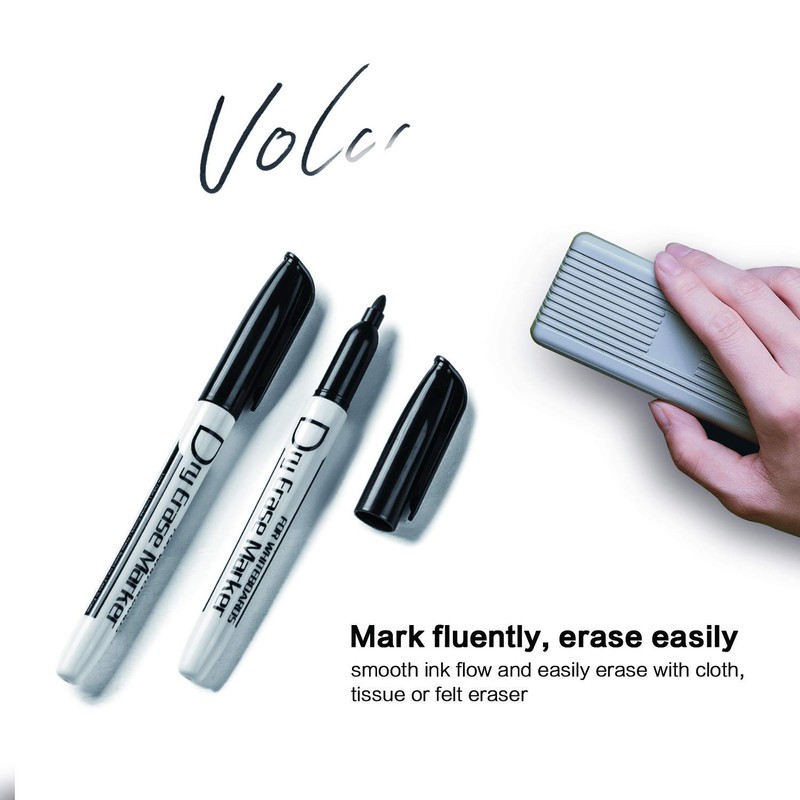 Volcanics Fine Tip Whiteboard Marker Pen, Wipe-Clean Whiteboard Pens, Glass