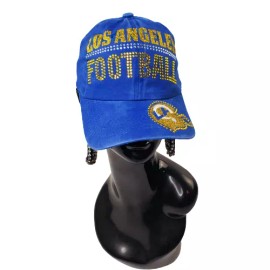 Unbranded Los Angeles Football Fitted Vintage Blue Washed Baseball Cap with Crystals.