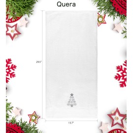 Quera 2 Pack Christmas Hand Towels 100% Cotton Embroidered Premium Luxury Decor Bathroom Decorative Dish Towels Set for Drying, Cleaning, Cooking, Holiday Towels Gift Set 13.7'' x 29.5''