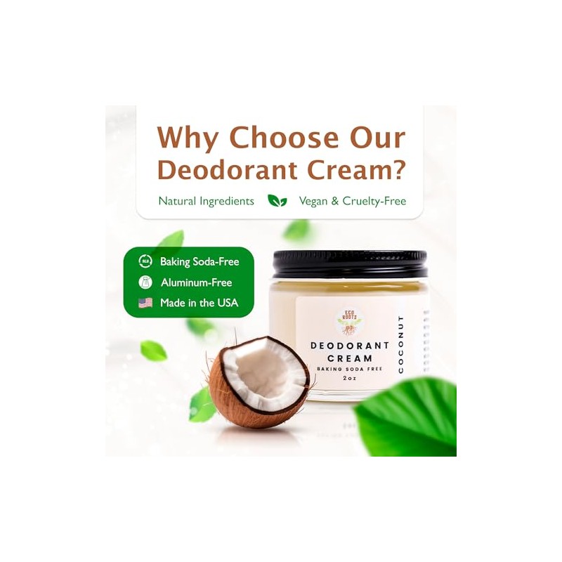 Eco Roots- Desodorante Natural para Mujeres y Hombres Crema Desodorante