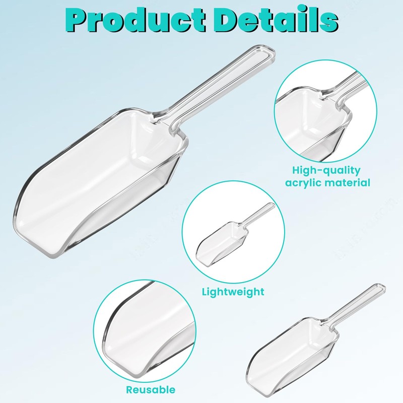 Giantree 12Pcs Clear Plastic Acrylic Kitchen Scoops, 4.3 Inch Multi