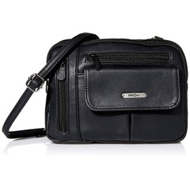 MultiSac Women's Zippy Triple Compartment Crossbody Bag Cross Body, Black (Vintage Nappa), One Size