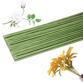 yeencheer 2 Gauge Green Floral Wire Stems - 60 Pack Flower Stems, Floral Stem Wire for Paper Wrapped Wreath Making Supplies