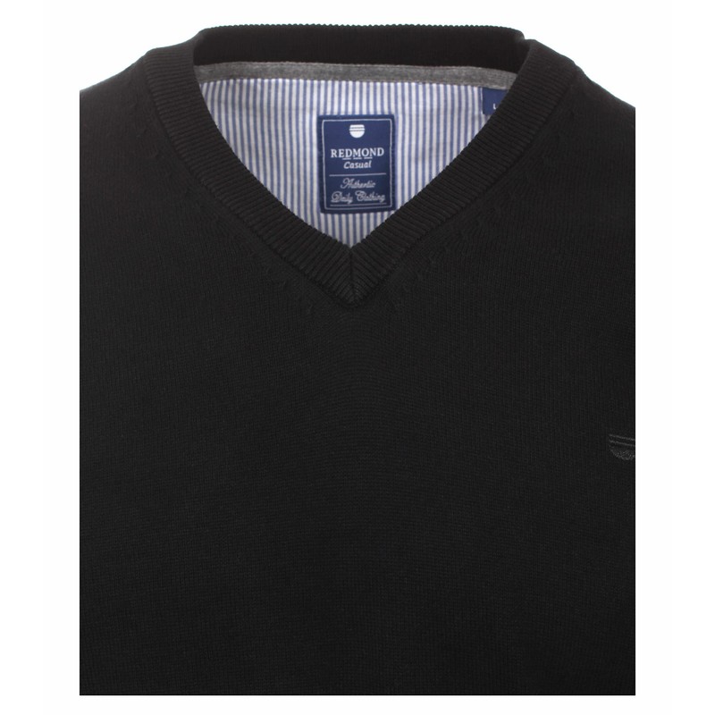 Redmond Men's Plain High Melange Pullover - 90 Black Plain,