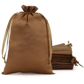 Tapleap Gold Satin Cloth Gift Bags - For Wedding, Birthday, Baby Shower, or Toga Party Favors, Summer Holiday, Hangover Kits or Jewelry, 6x9 inches with Drawstring, 30Pcs