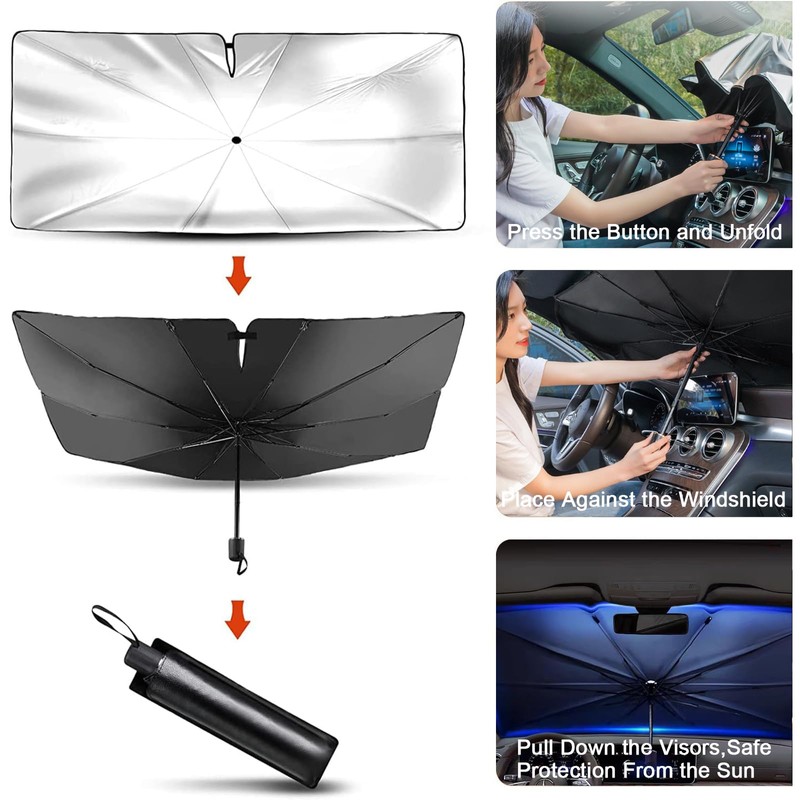 Car Sunshade Front Windshield, Universal Car Shade, Foldable Windscreen Sun