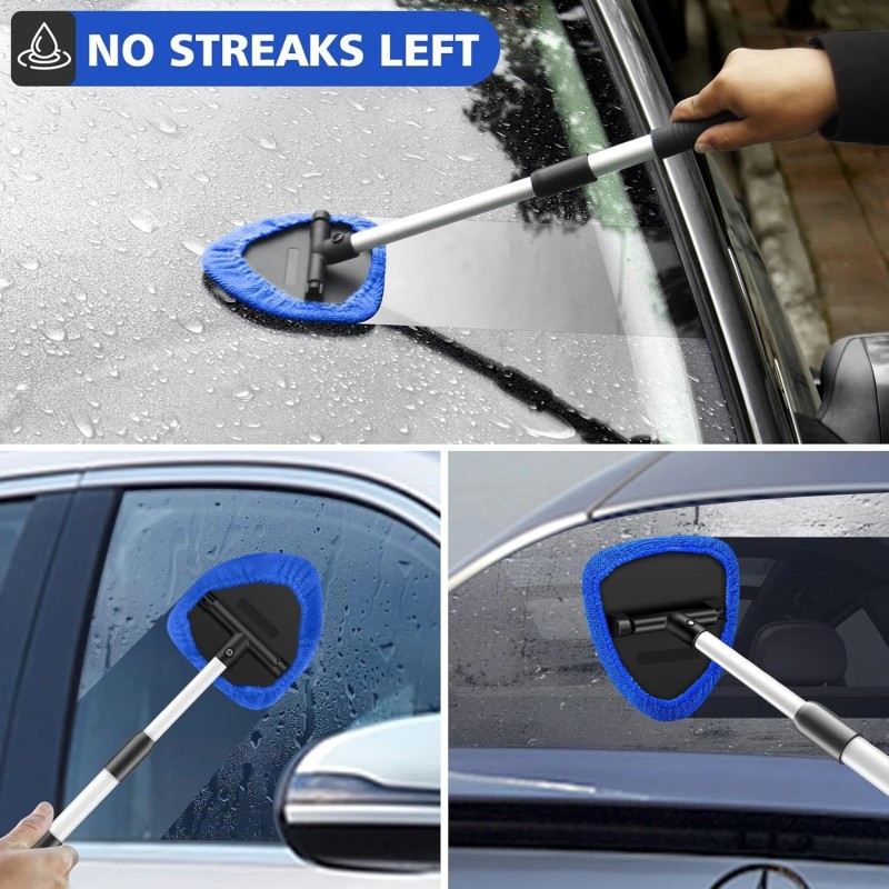 YAKATOTUO Windshield Cleaning Tool, 23-inch Extendable Handle Car Window Cleaner