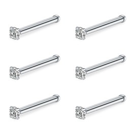 incaton 20g Nose Studs Stainless Steel Nose Piercings Rings Nose Bone Silver 6Pcs 1.5/2/2.5mm CZ