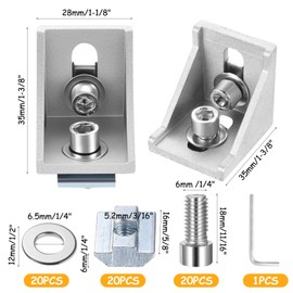 Corner Bracket Aluminium Profile 40 x 40 mm Angle Connector 90 Degree Aluminium Angle Aluminium Profile Fixing Corner Angle Groove 8 Mounting Material for Aluminium Profile 40 x 40 Mounting Material