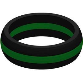 SayitBands Thin Green Line Silicone Ring Size 10