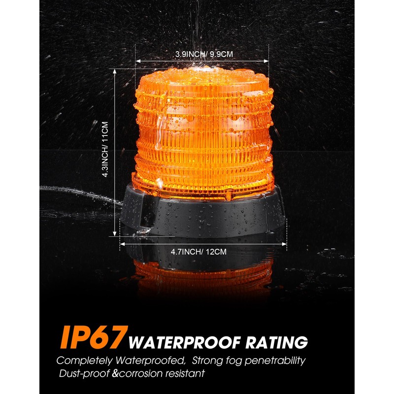 Leelosp 4 Pack 60 LED Amber Beacon Strobe Lights, 12v-24v