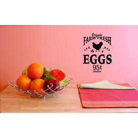 Decals Organic Farm Fresh Eggs 95 Cents Dozen Wall Art Size 14 Inches x 28 Inches 22 Colors Available