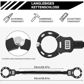 E Scooter Schloss, Schloss f√ºr E Scooter mit Tragbaren 3L Wasserdicht Aufh√§ngetasche, Handschellenschloss, Fahrradschloss Hohe Sicherheit, Gummi-Lock-H√ºlse gegen Kratzer fahrradschloss zahlenschloss