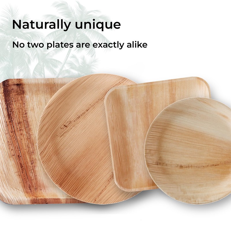 Indie Palm 10 Inch Square Disposable Palm Leaf Plates –