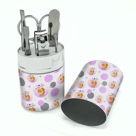 Manicure Pedicure Grooming Beauty Personal Care Travel Kit (Tweezers,Nail File,Nail Clipper,Scissors) - I Love My Dog P-S Pomeranian Golden Pink Dog Pet