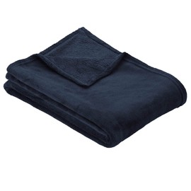 Ibena Olbia Blanket 130 x 180 cm - Cuddly Blanket Blue Sofa Blanket Made of Cuddly Soft Microfibre Fleece