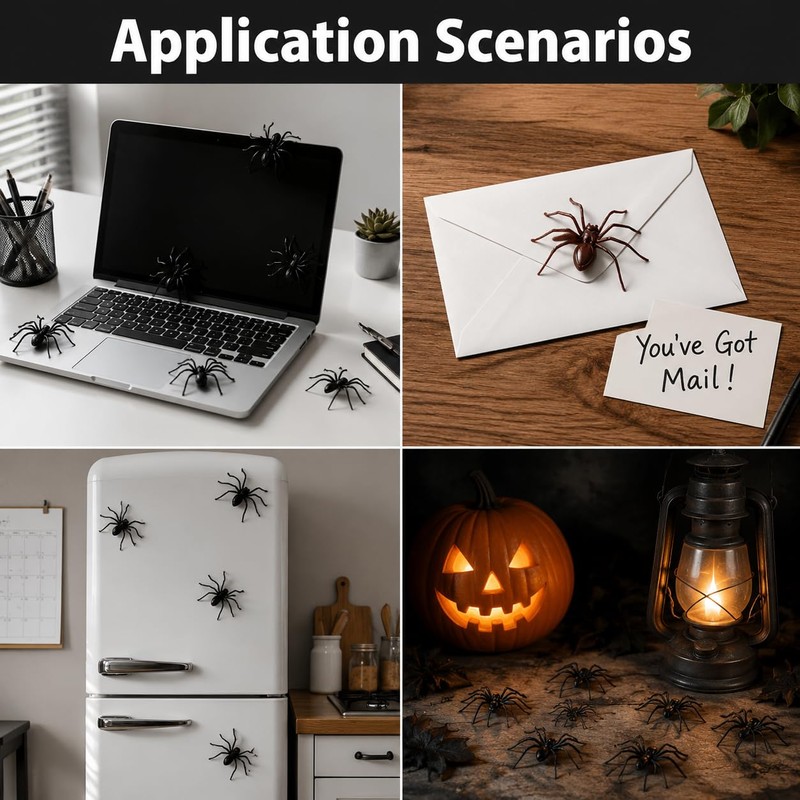 8PCS 3D Realistic Magnetic Spiders for Halloween Cars & Fridge