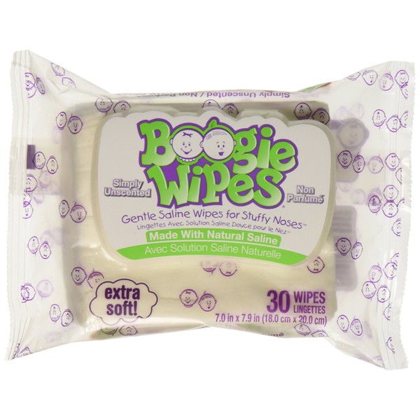 Boogie Wipes Gentle Saline Wipes - Unscented - 30 ct, White