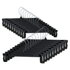 Hanger Central Recycled Heavy Duty Plastic Bottoms Hangers with Ridged Pinch Clips Pants Hangers, 8/10/12/14 Inch, Black, 50 Pack… (10")
