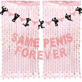 Bachelorette Party Supplies Decorations Kits Pink Sparkle Metallic Foil Curtains Tinsel Backdrop and Bachelorette Party for Bride To Be Bridal Showers Hen Parties Valentine's Day(Banner)