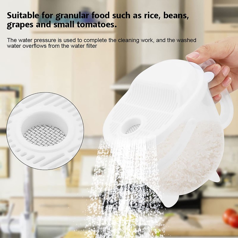 Moncer Rice Washing Bowl Colander, Rice Washing Bowl with Strainer