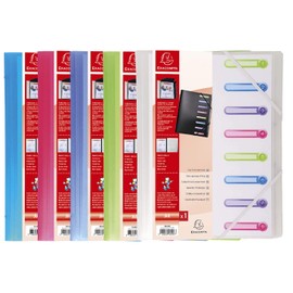 Exacompta - Ref 56189E - Chromaline Collection - Multipart File with an Internal Pocket - 250 x 320mm in Size, Suitable for A4 Documents, 8 Tabbed Sections - Pack of 1, Assorted