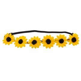 Lux Accessories Yellow Braided Flower Crown Flower Stretch Headband