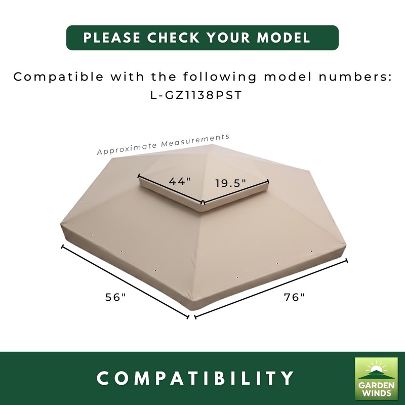 Garden Winds Durable 350 Replacement Canopy Top Compatible with Manhattan