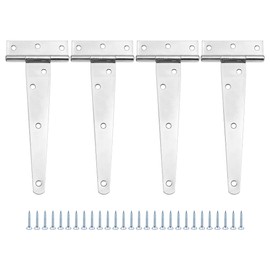Set of 4 ZONADAH Garden Shed Door Hinge Heavy Duty T Hinge with Straps 152mm/6" Rustproof T Hinges Gate Door Barn Forged with Screws for Gates, Shed Doors, Windows