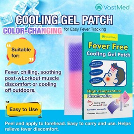 VASTMED 4PCs Cooling Gel Fever Reducing Patch Patches for Kids & Adults, Cooling Gel Sheets for Babies | Fever Strips for Forehead (Purple Change to Pink, 5x12cm)