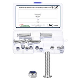 METALLIXITY Furniture Connector Bolt Nut(M8-1.25x40) 20Pcs, Silver Tone, 304 Stainless Steel Hex Socket Furniture Bolts Screws - for Furniture Woodworking Project, Silver Tone