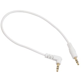 Audio Fan Audio Cable 3.5mm Stereo Mini Plug 3 Pole One Side Right Angle Connector White 20cm