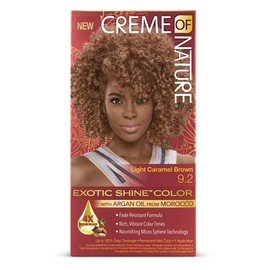Creme of Nature, Exotic Shine Hair Color, 9.2 Light Caramel Brown, with Argan Oil from Morocco, 1 Application