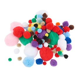 7657449 - RAYHER - 7657449 - Pompons, SB-Btl. 100 Stück, Farben + Größen sortiert