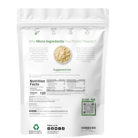 Micro Ingredients North American Grown, Pea Protein Powder, 5 Pounds | Plant Based, Unflavored | Complete Vegan Protein Source – 27g Serving | Rich in BCAAs & EAAs | Non-GMO, Keto Friendly
