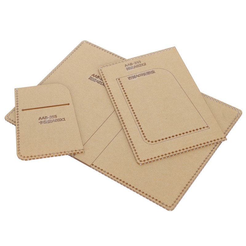3Pcs Acrylic Template Card Bag DIY Passport Holder Leather Pattern